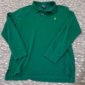 POLO RALPH LAUREN Boys’ Long-sleeve Green Polo Shirt, size 14/16